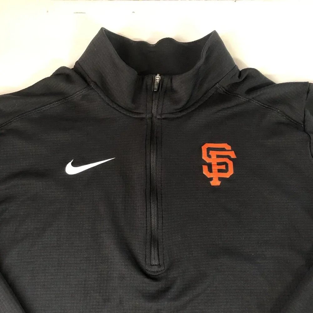 Nike Dri-Fit SF Giants Men’s 1/4 Zip Pull Over Thumb Holes Size Large